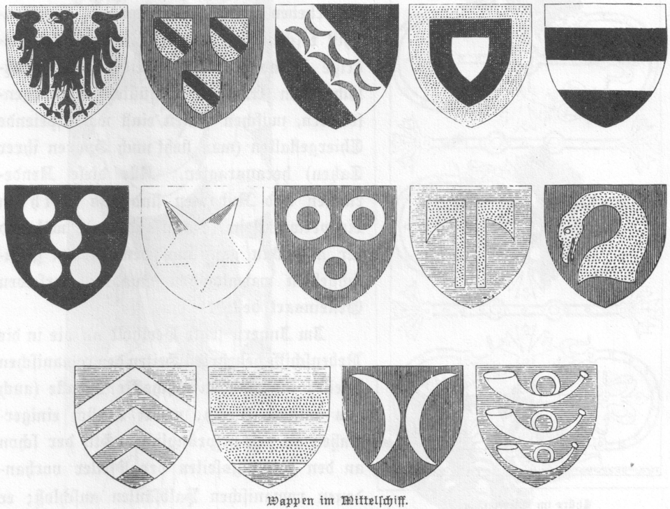 Zeichnung zum Wappenfries in Maulbronn von Paulus, Nordseite