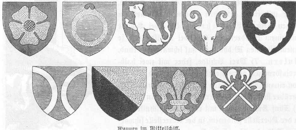 Zeichnung zum Wappenfries in Maulbronn von Paulus, Südseite